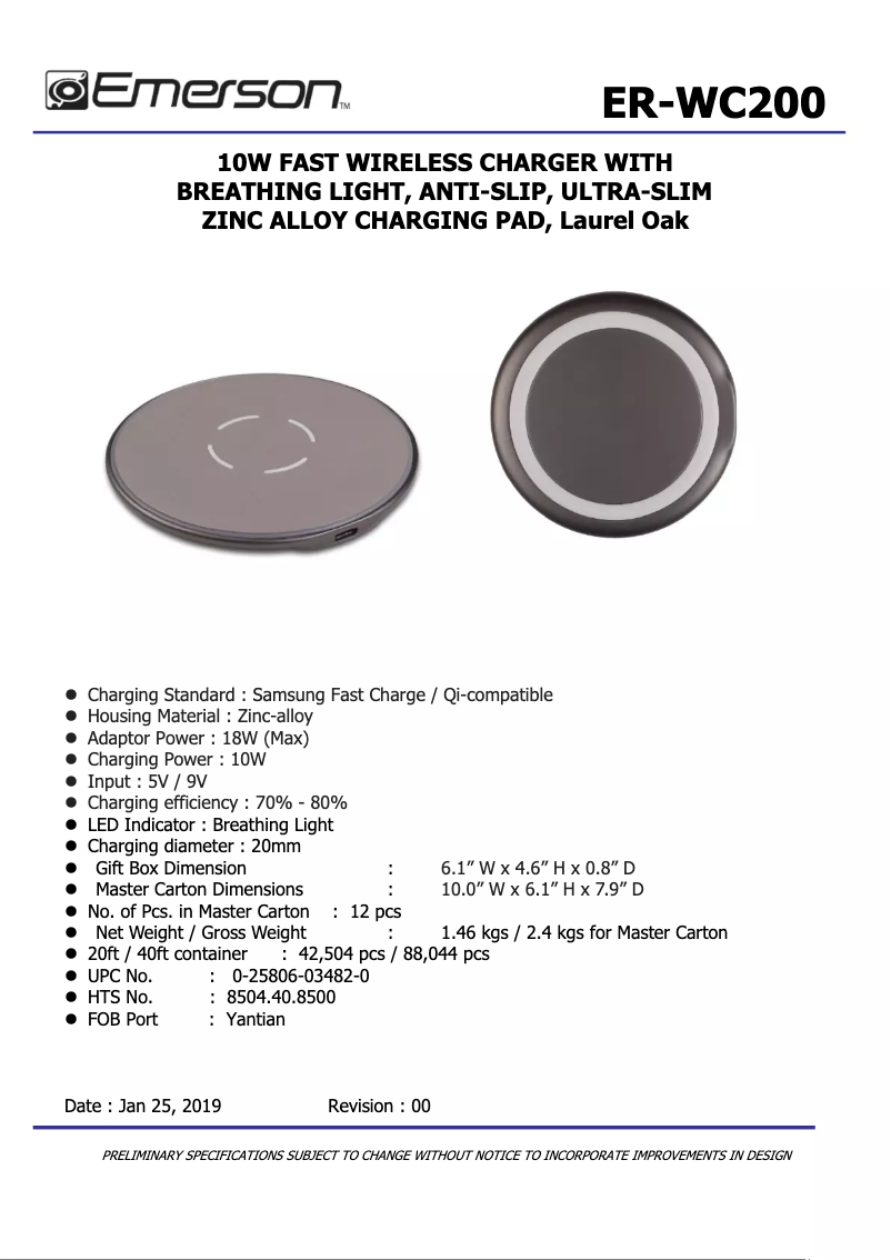 Page n°1 - Manuel utilisateur Emerson ER-WC200