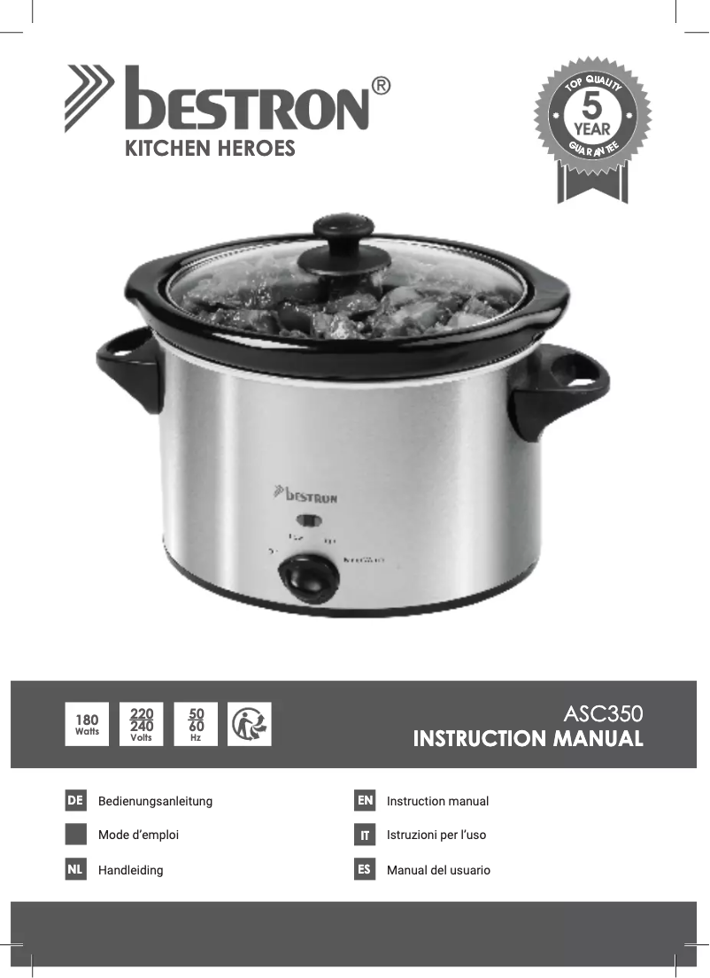 Page 1 de la notice Manuel utilisateur Bestron ASC350
