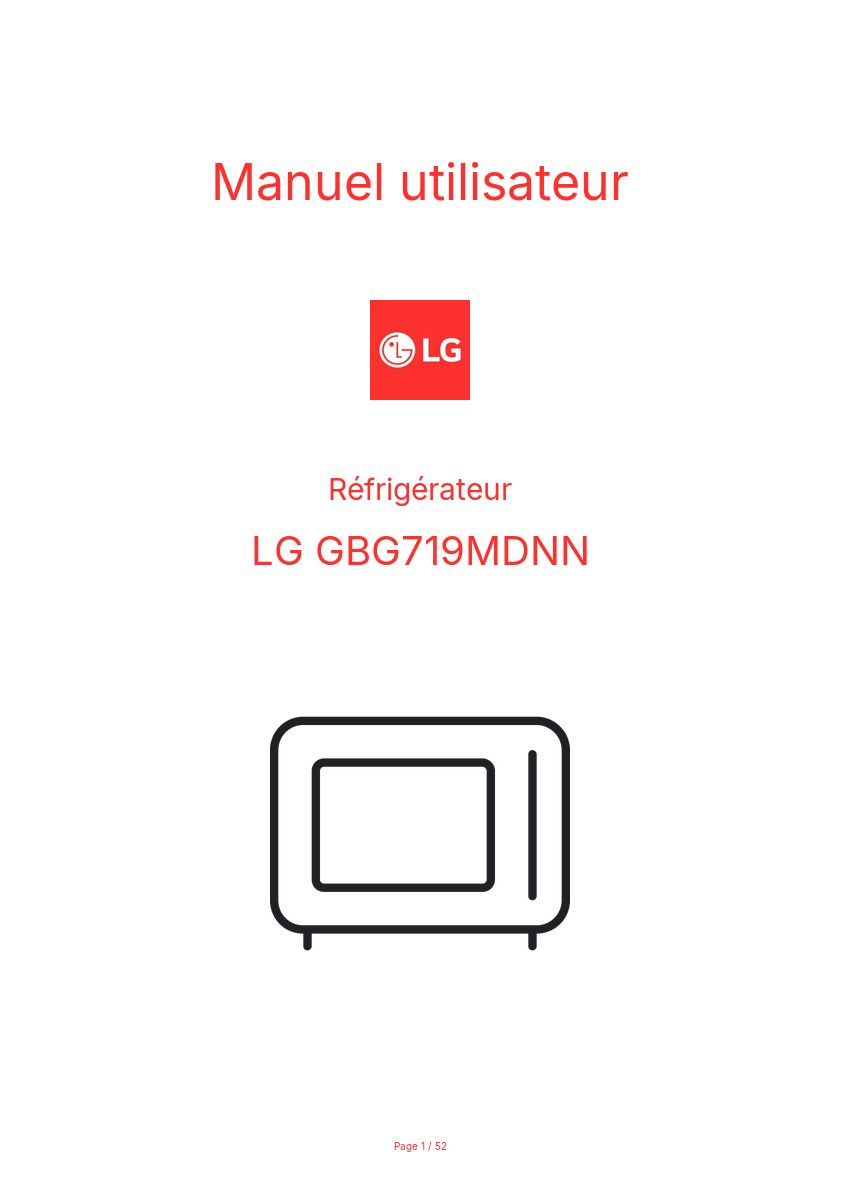 Page n°1 - Manuel utilisateur LG GBG719MDNN