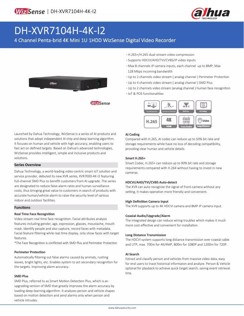 Image de la première page du manuel de l'appareil XVR7104H-4K-I2