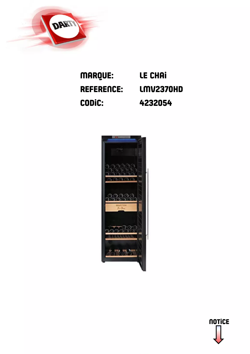 Page 1 de la notice Manuel utilisateur Le Chai LMV2370HD