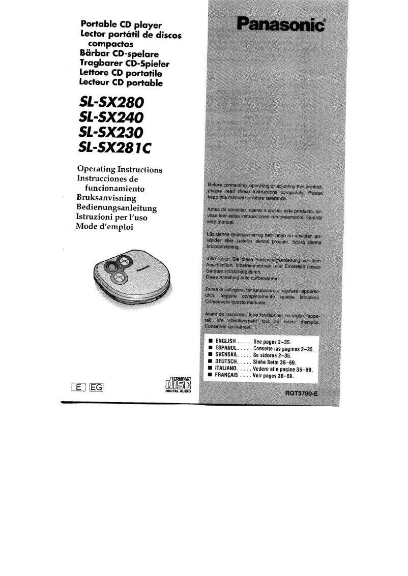 Page n°1 - Manuel utilisateur Panasonic SL-SX230