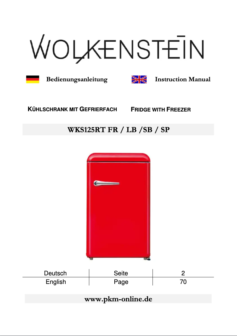 Page 1 de la notice Manuel utilisateur Wolkenstein WKS125RT LB
