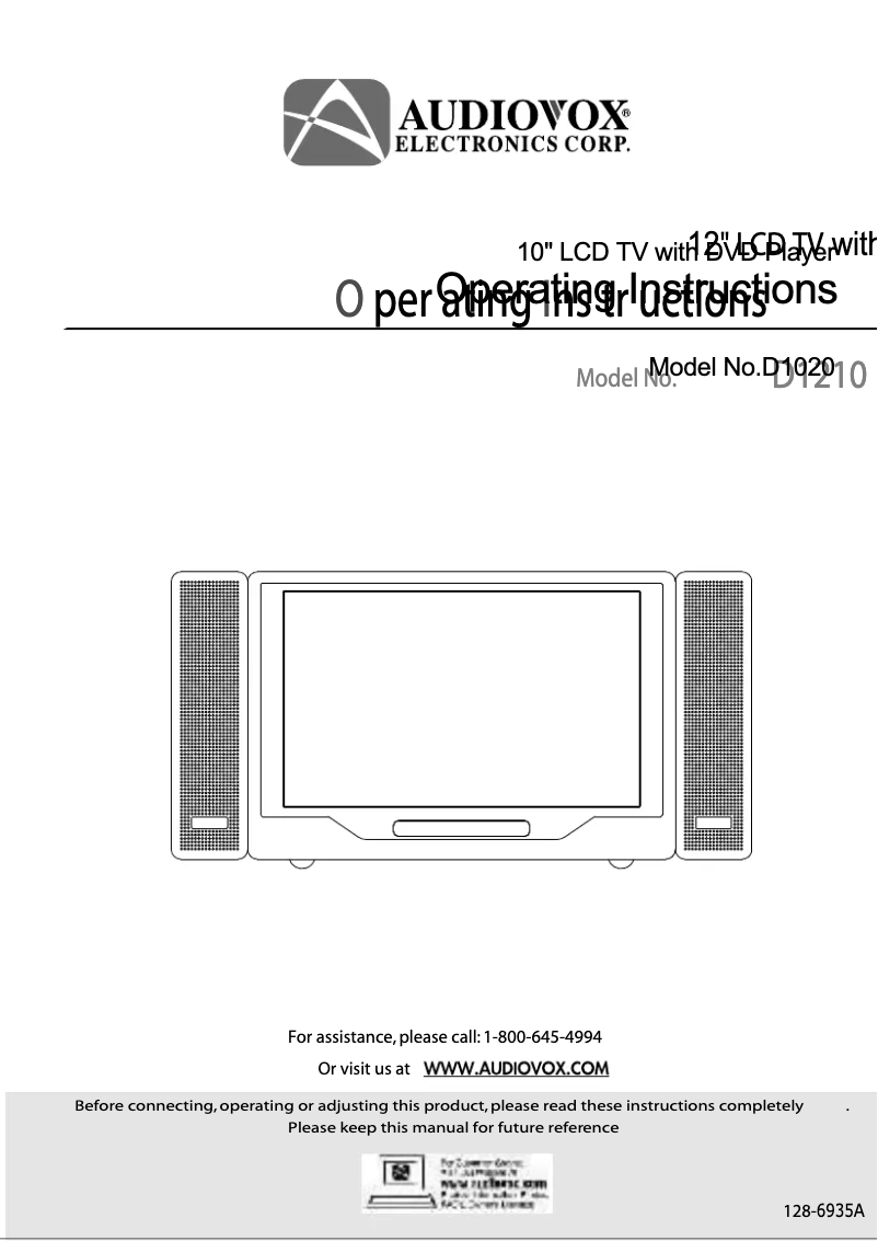 Page n°1 - Manuel utilisateur VOXX D1020