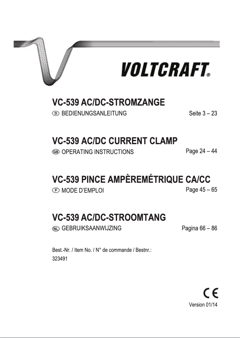 Page 1 de la notice Manuel utilisateur Voltcraft VC-539