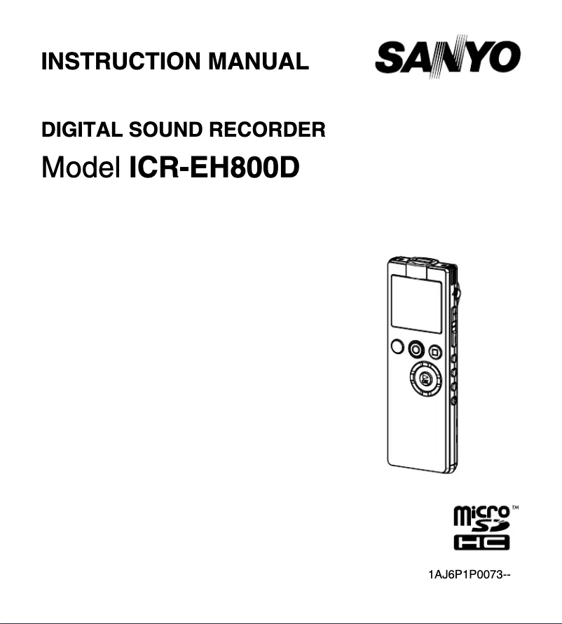 Page 1 de la notice Manuel utilisateur Sanyo Xacti ICR-EH800D