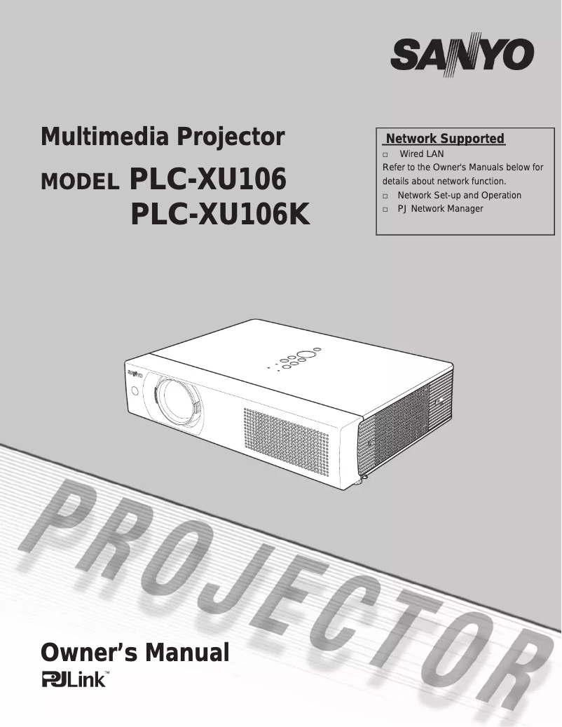 Page n°1 - Manuel utilisateur Sanyo PLC-XU106K