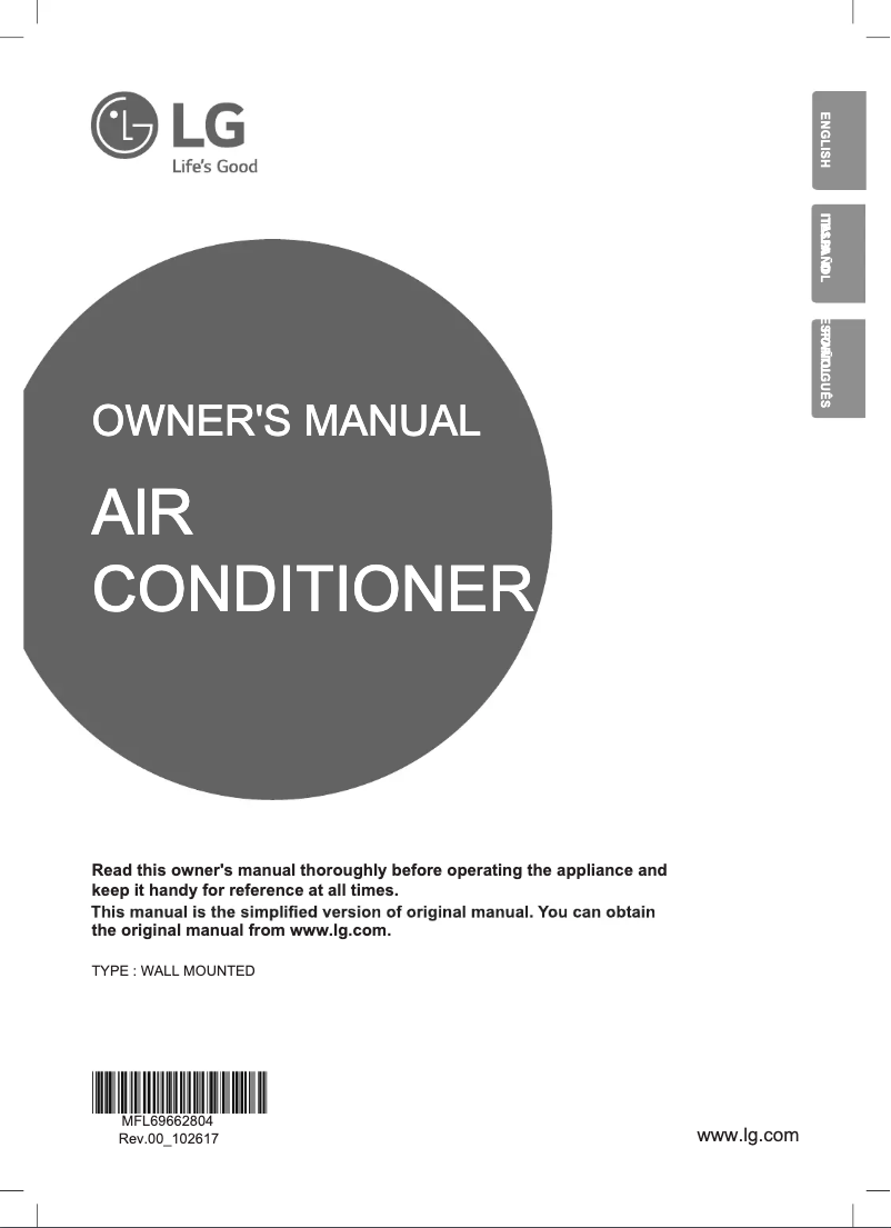 Image de la première page du manuel de l'appareil AMNW18GSKAA