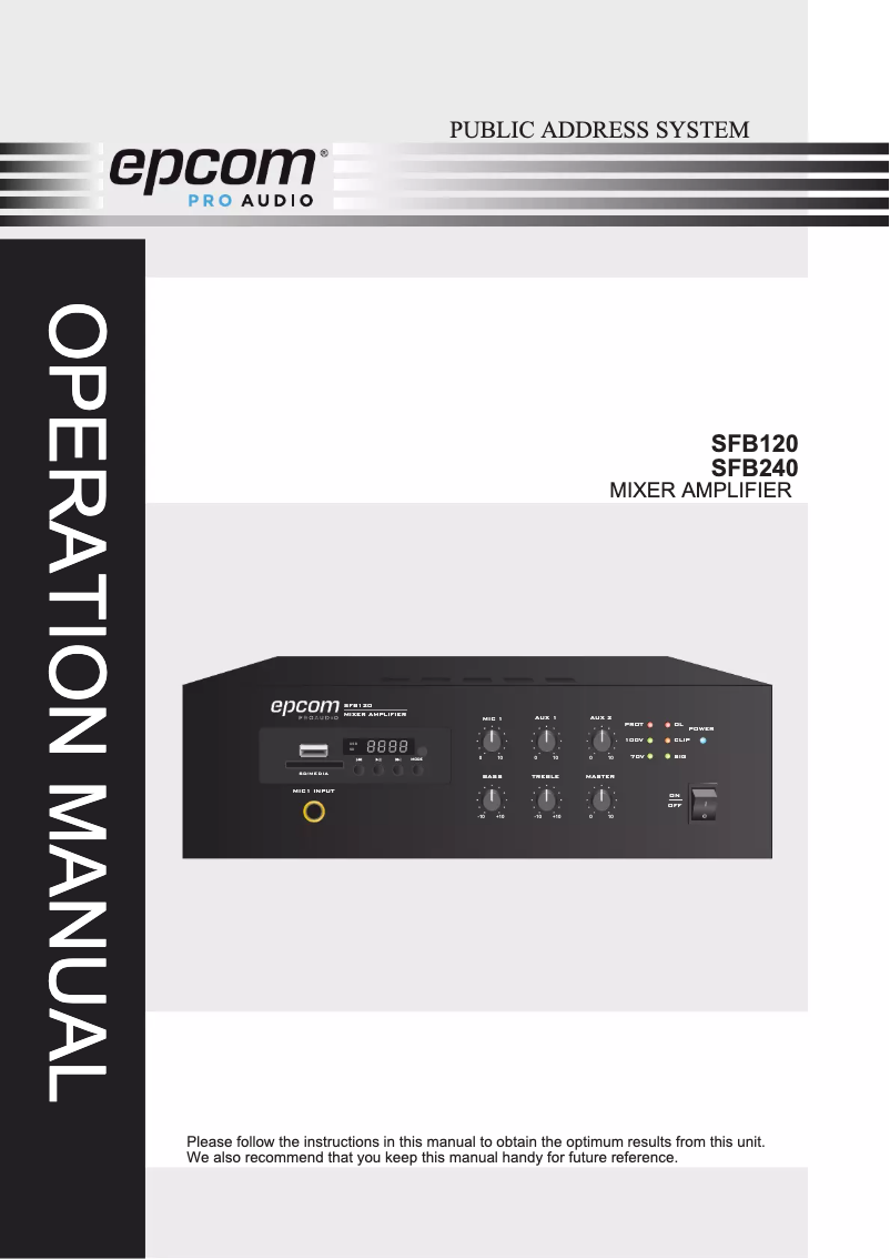 Page n°1 - Manuel utilisateur Epcom SF-B240