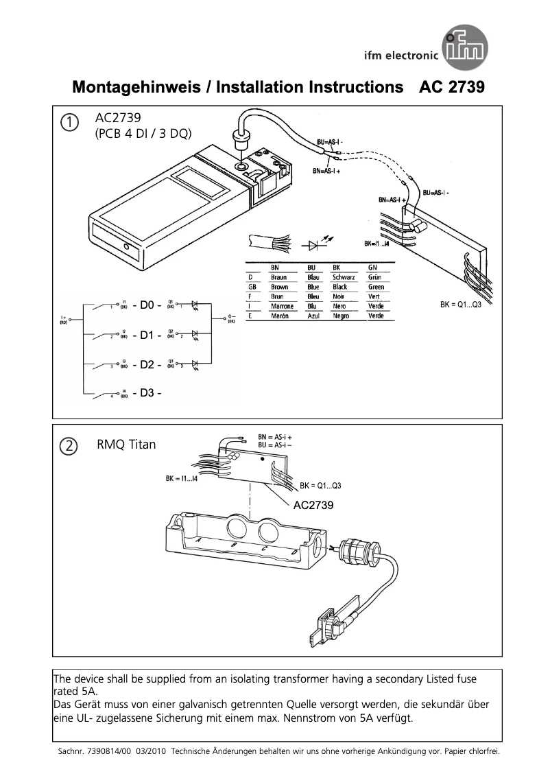 Page n°1 - Manuel utilisateur IFM AC2739