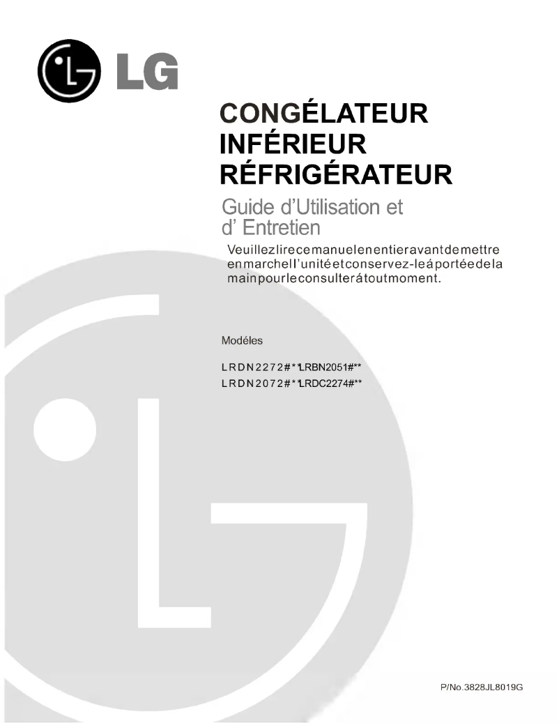 Image de la première page du manuel de l'appareil LRBN20510WW