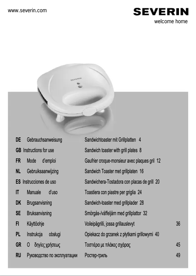 Page 1 de la notice Manuel utilisateur Severin SA 2967