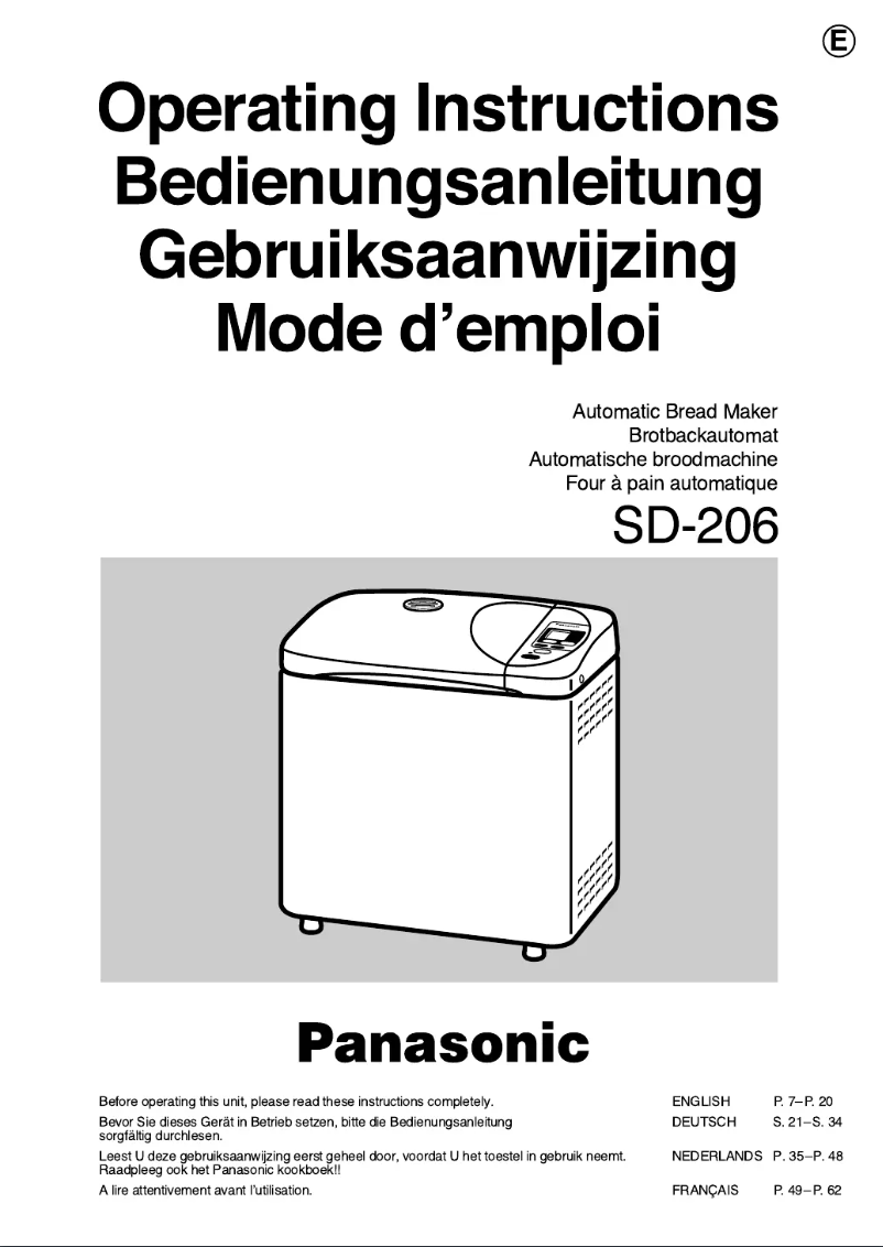 Page n°1 - Manuel utilisateur Panasonic SD-206