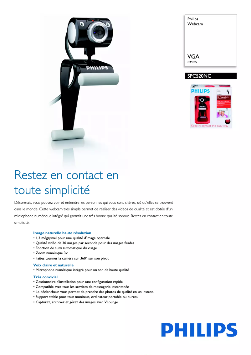 Página 1 del manual Ficha técnica Philips SPC520NC