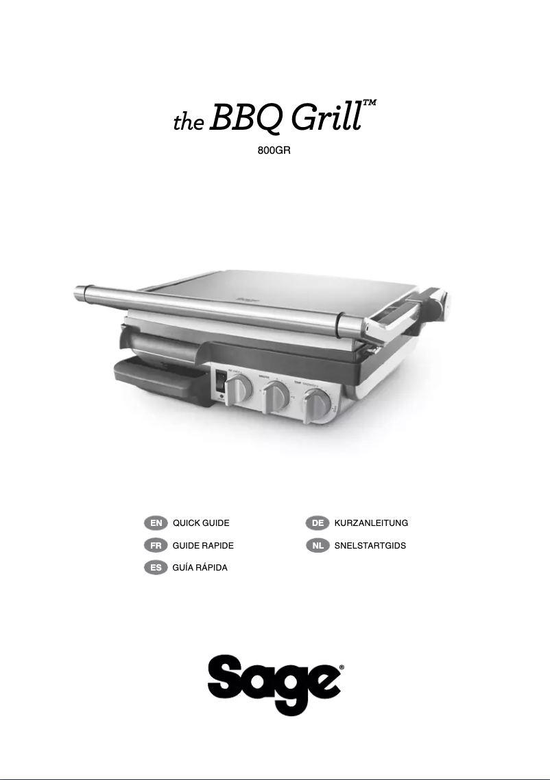 Page 1 de la notice Manuel utilisateur Sage The BBQ Grill 800GR