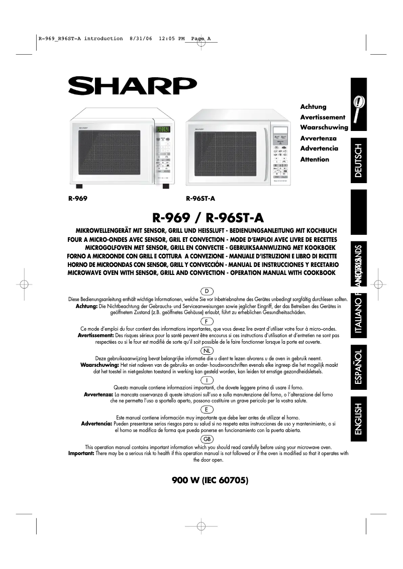 Image de la première page du manuel de l'appareil R-969W-A