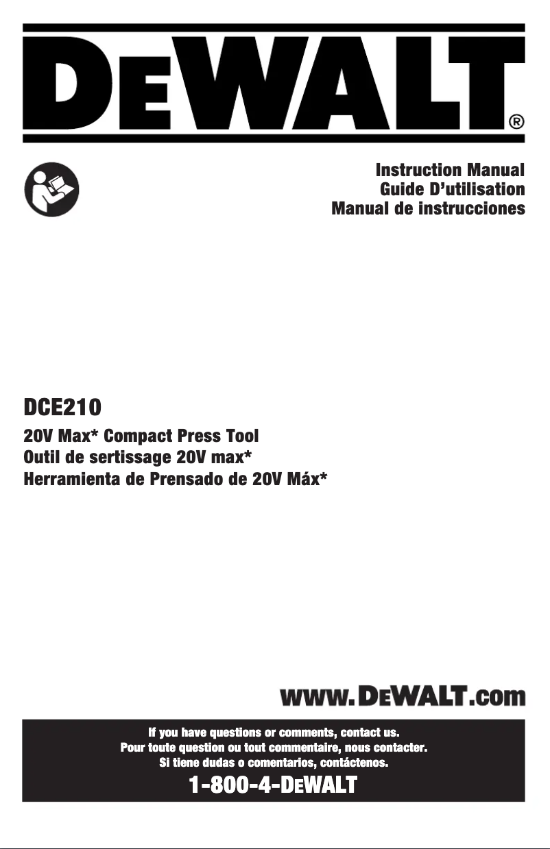 Page 1 de la notice Manuel utilisateur DeWalt DCE210