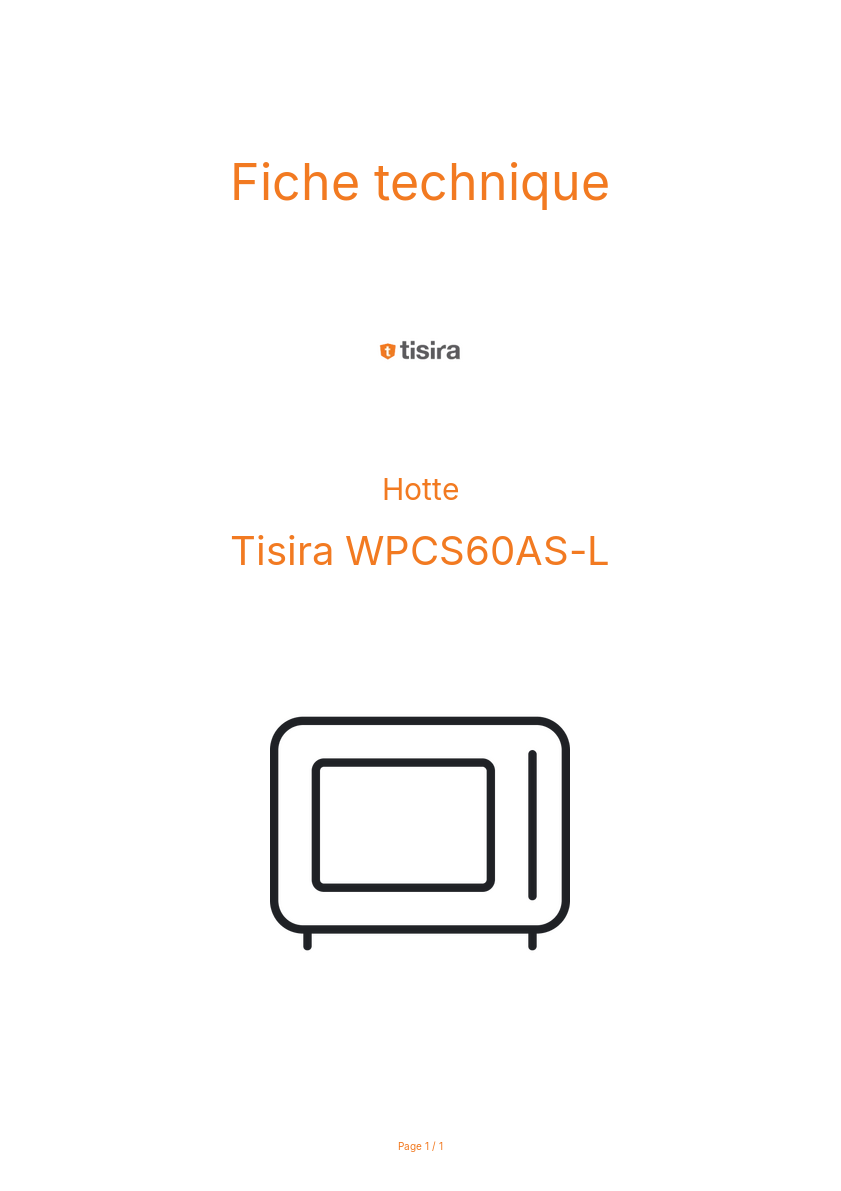 Page n°1 - Fiche technique Tisira WPCS60AS-L
