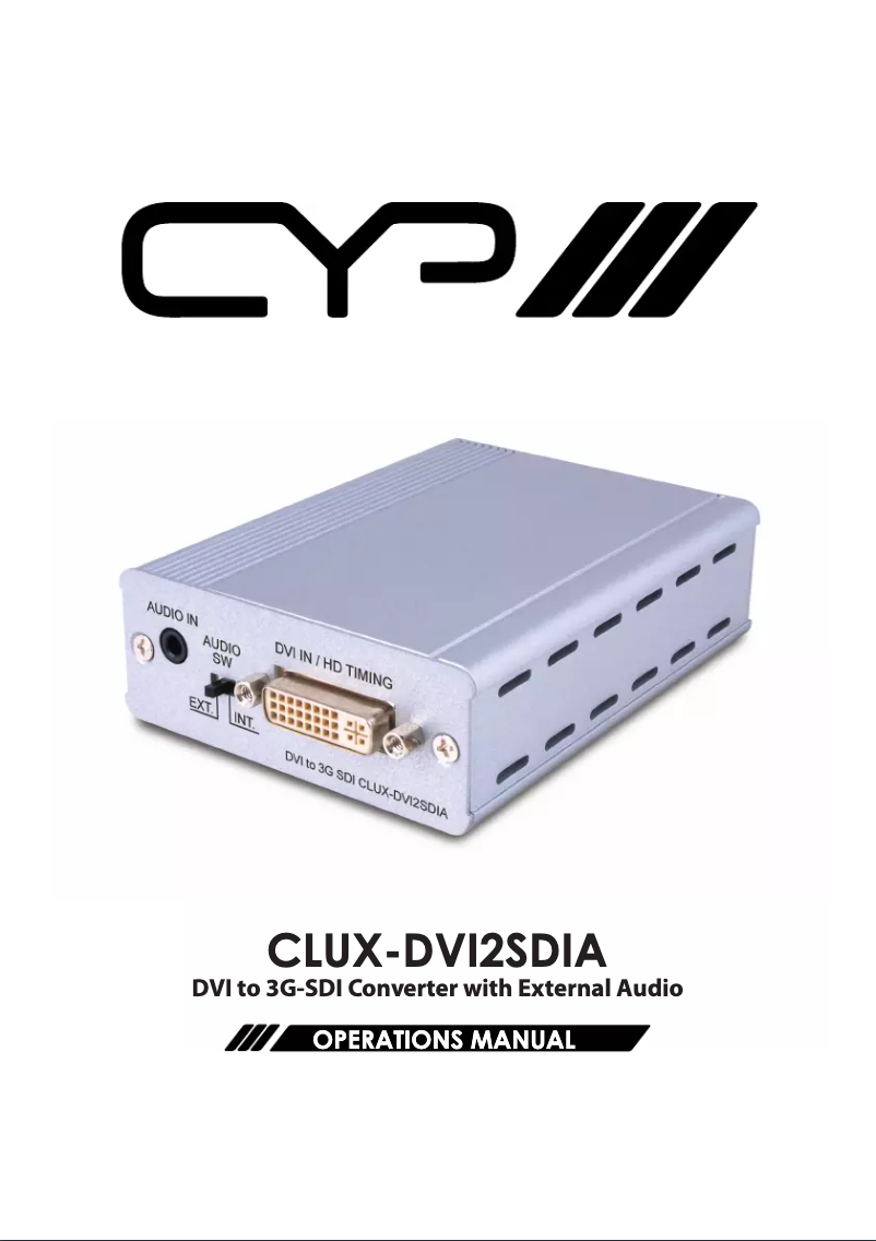 Page n°1 - Manuel utilisateur CYP CLUX-DVI2SDIA
