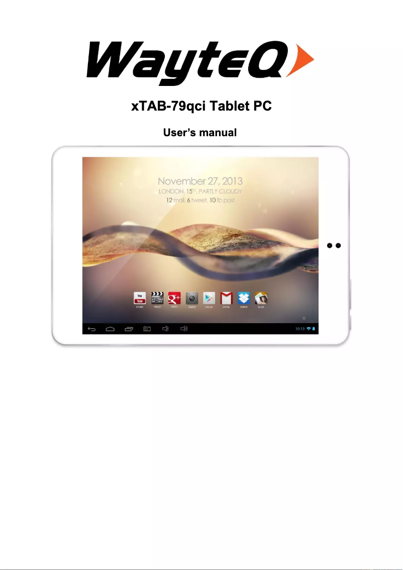 Page n°1 - Manuel utilisateur WayteQ XTab 79 QCI