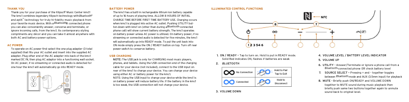 Page 1 de la notice Manuel utilisateur Klipsch KMC 1