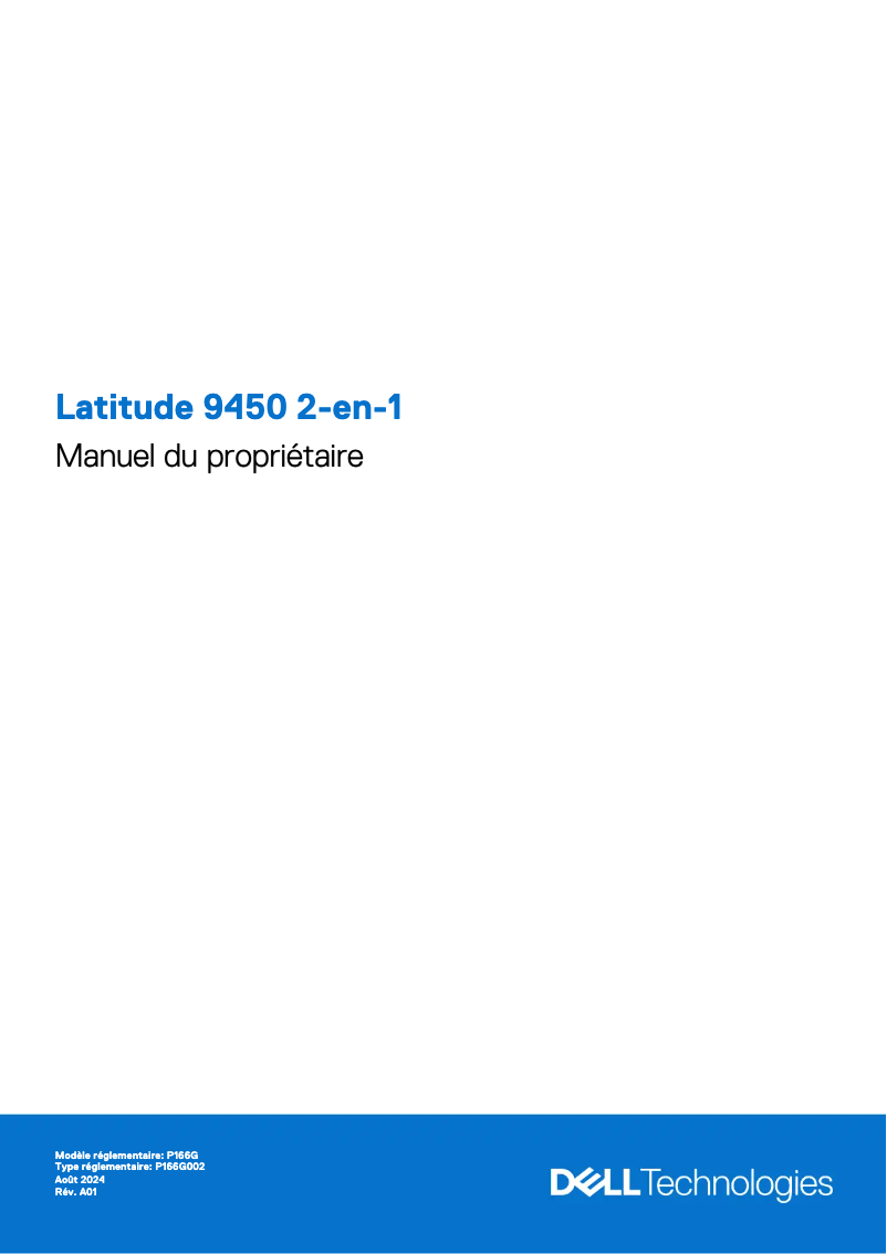 Page 1 de la notice Manuel utilisateur Dell Latitude 9450