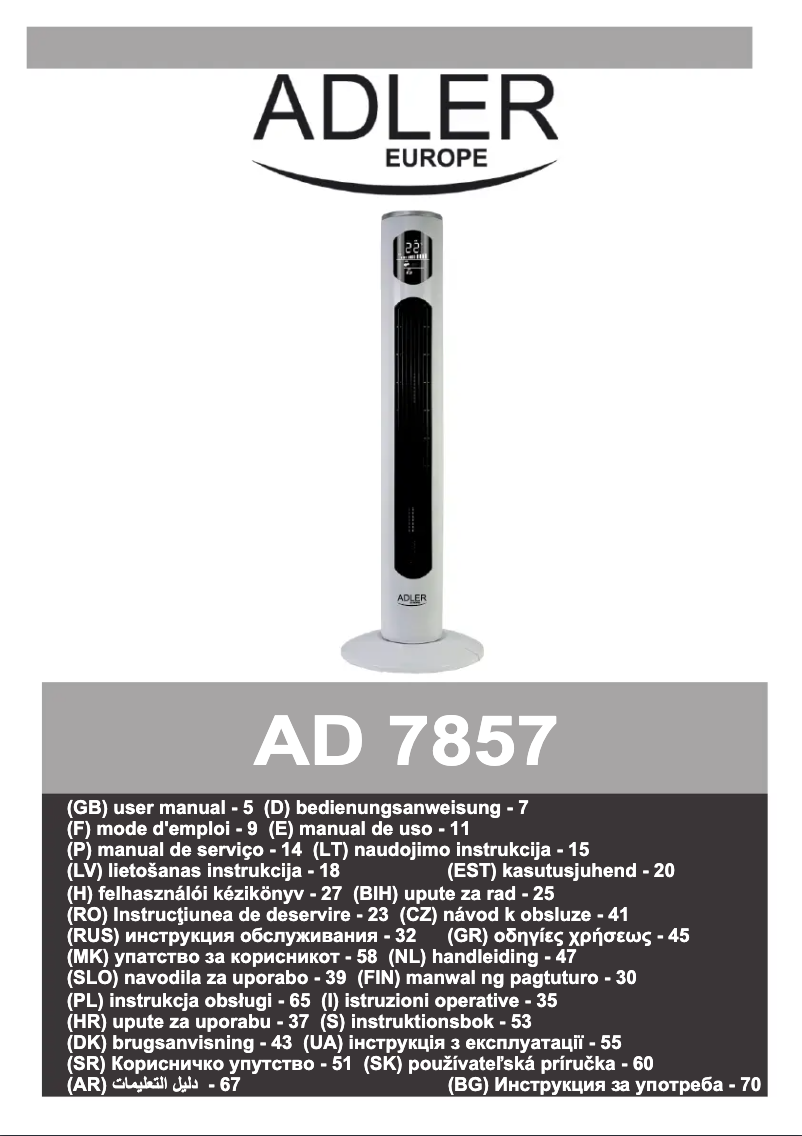 Image de la première page du manuel de l'appareil AD 7857