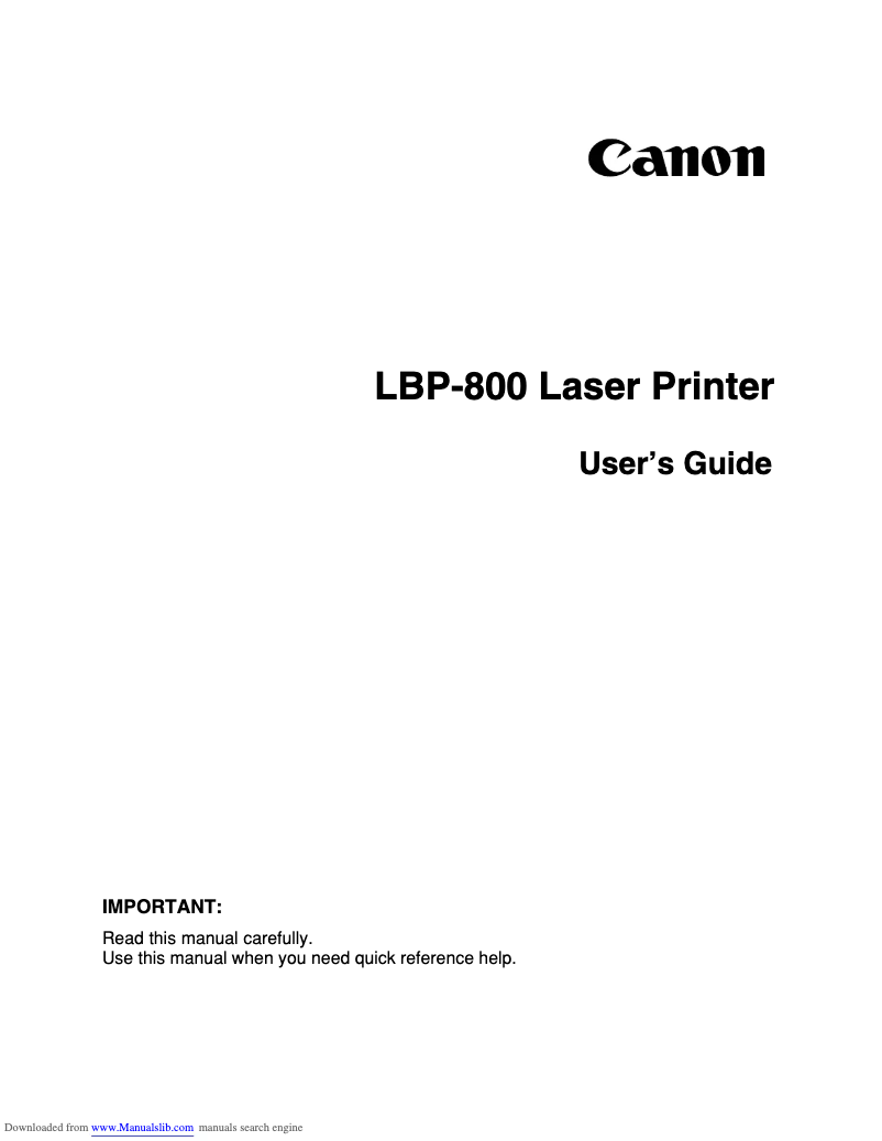 Page 1 de la notice Manuel utilisateur Canon LBP-800