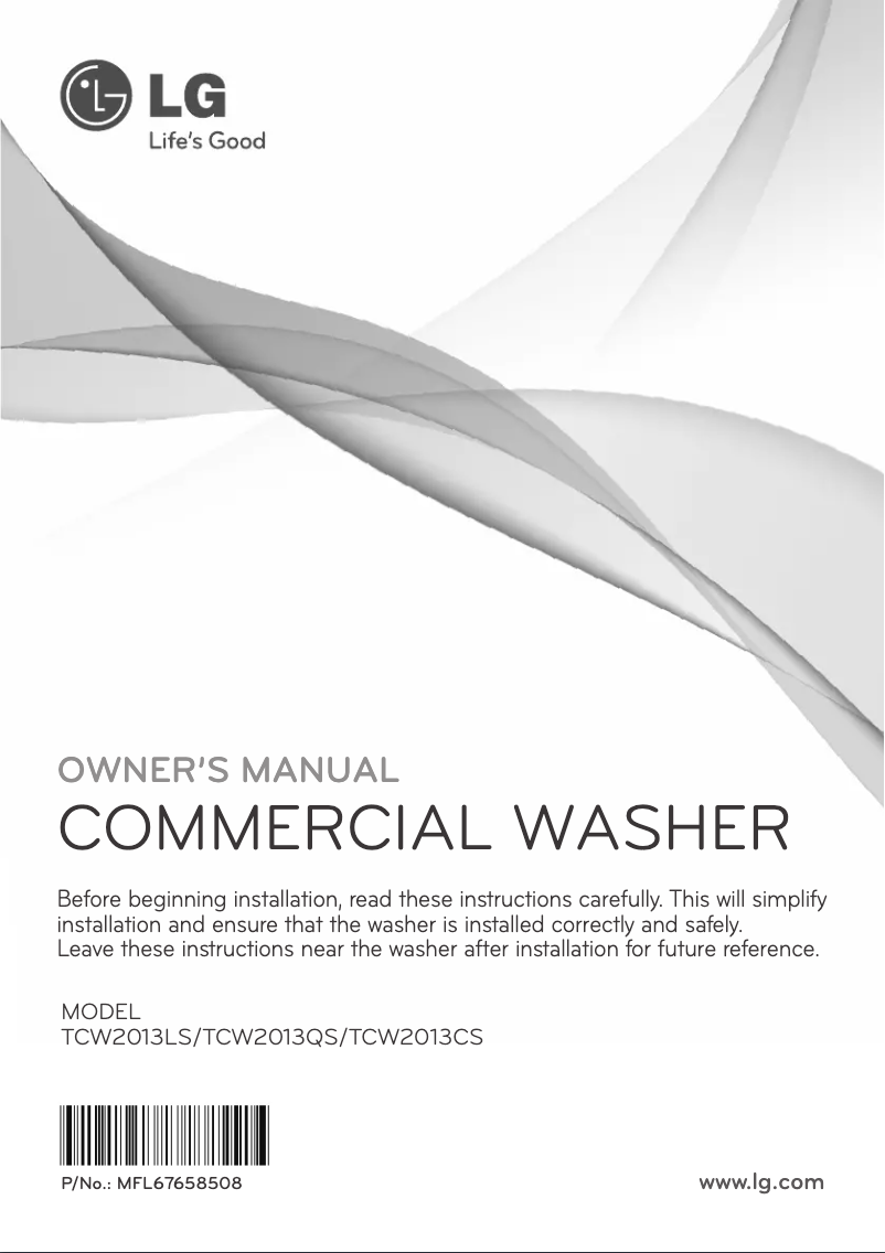Page n°1 - Manuel utilisateur LG TCW2013QS
