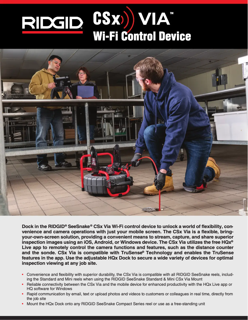 Page 1 de la notice Catalogue Ridgid SeeSnake CSx Via