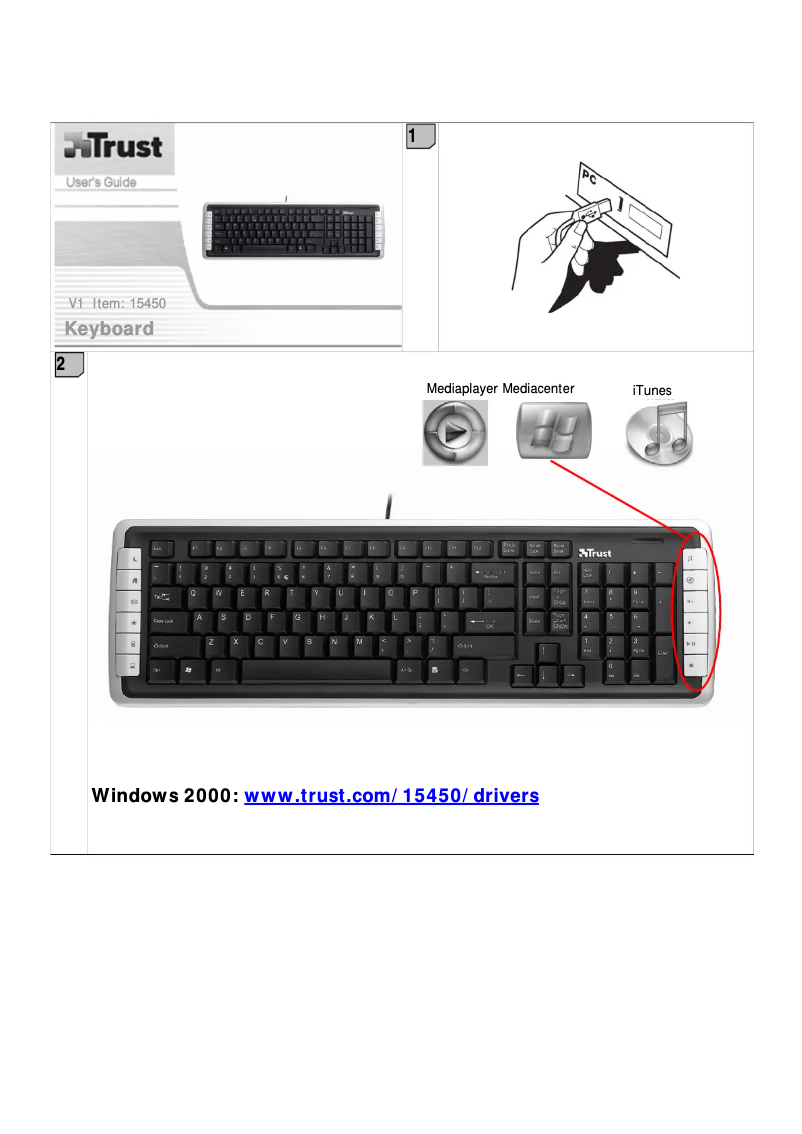 Page 1 de la notice Manuel utilisateur Trust KB-1350D