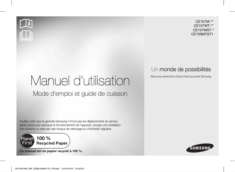 Page n°1 - Manuel utilisateur Samsung CE107MT-4B