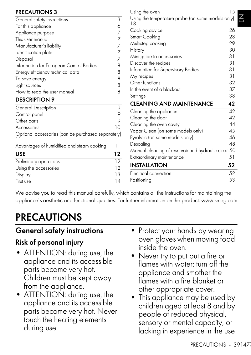Page 1 de la notice Manuel utilisateur Smeg SOPA6606S2PNR