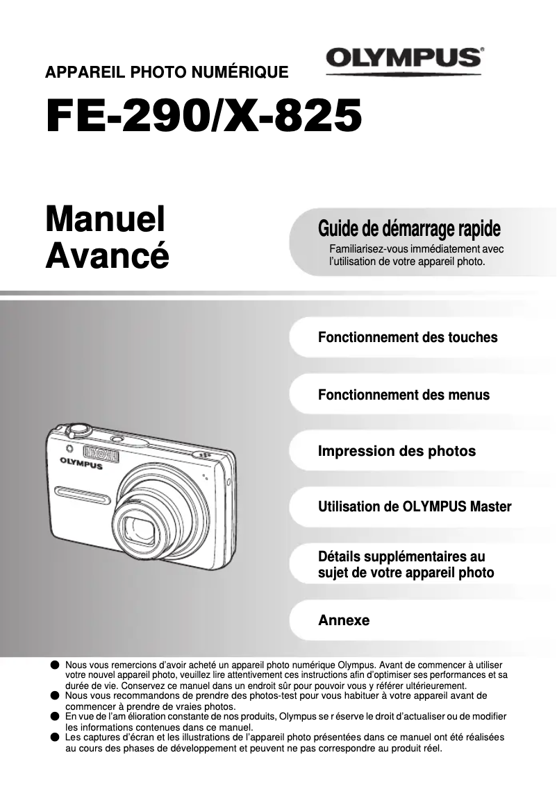 Image de la première page du manuel de l'appareil FE-290