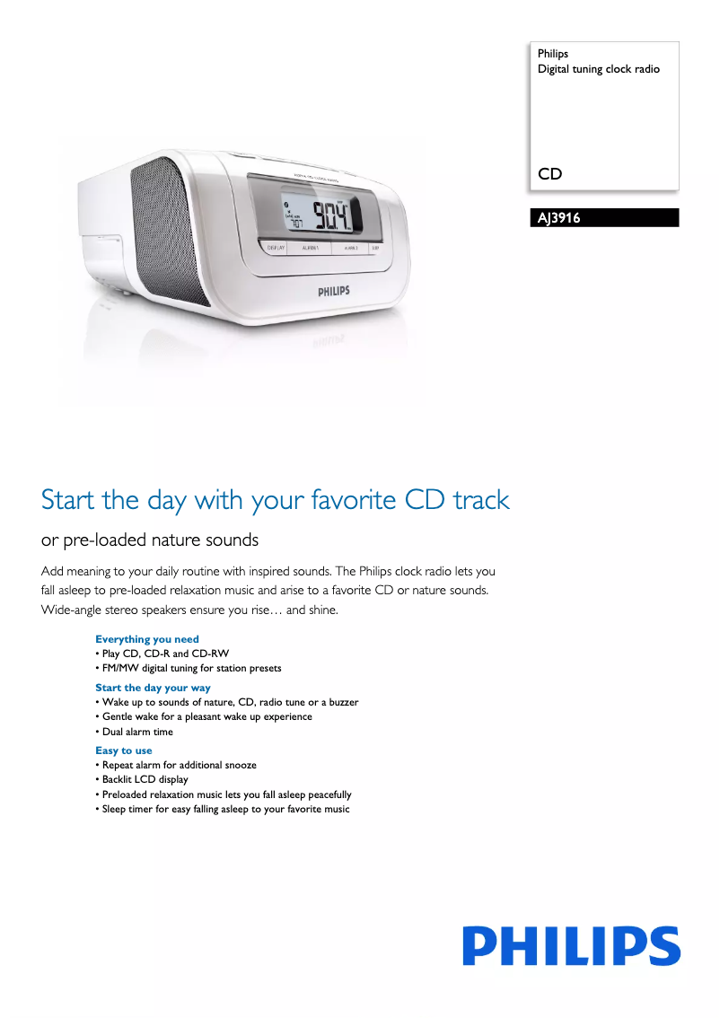 Page 1 de la notice Brochure Philips AJ3916