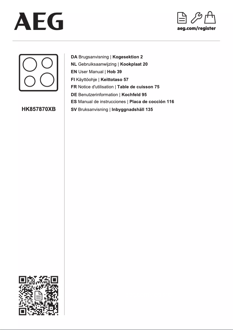 Page n°1 - Manuel utilisateur AEG HK857870XB