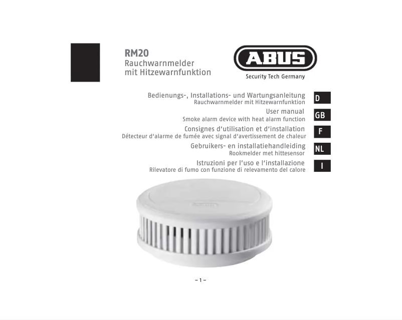 Page n°1 - Manuel utilisateur Abus RM20 Li