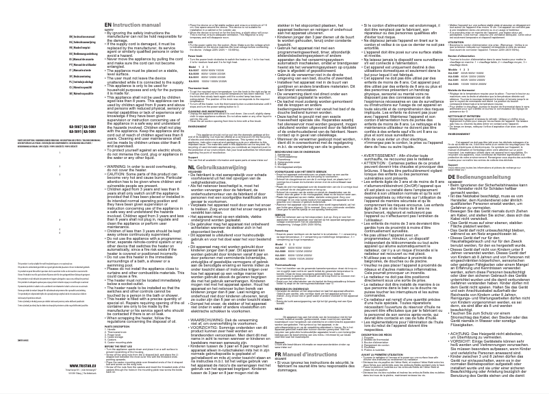 Page 1 de la notice Manuel utilisateur TriStar KA-5093