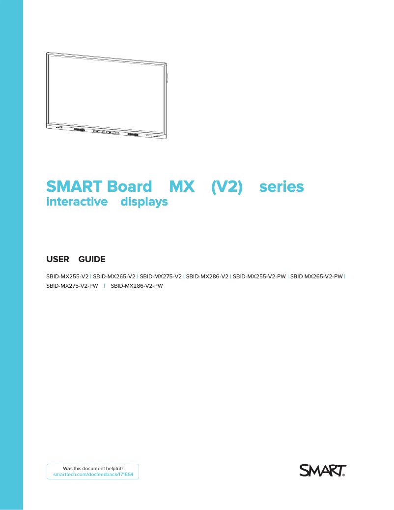 Page n°1 - Manuel utilisateur SMART Technologies SBID-MX255-V2-PW