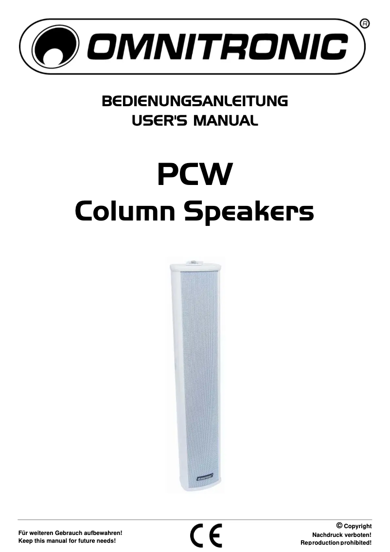 Page 1 de la notice Manuel utilisateur Omnitronic PCW-10