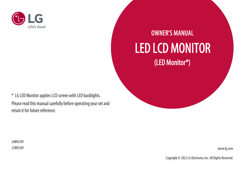 Page n°1 - Manuel utilisateur LG 27BR550Y
