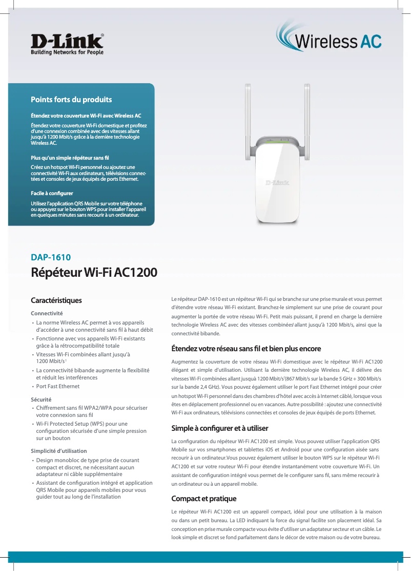Page n°1 - Fiche technique D-Link DAP-1610