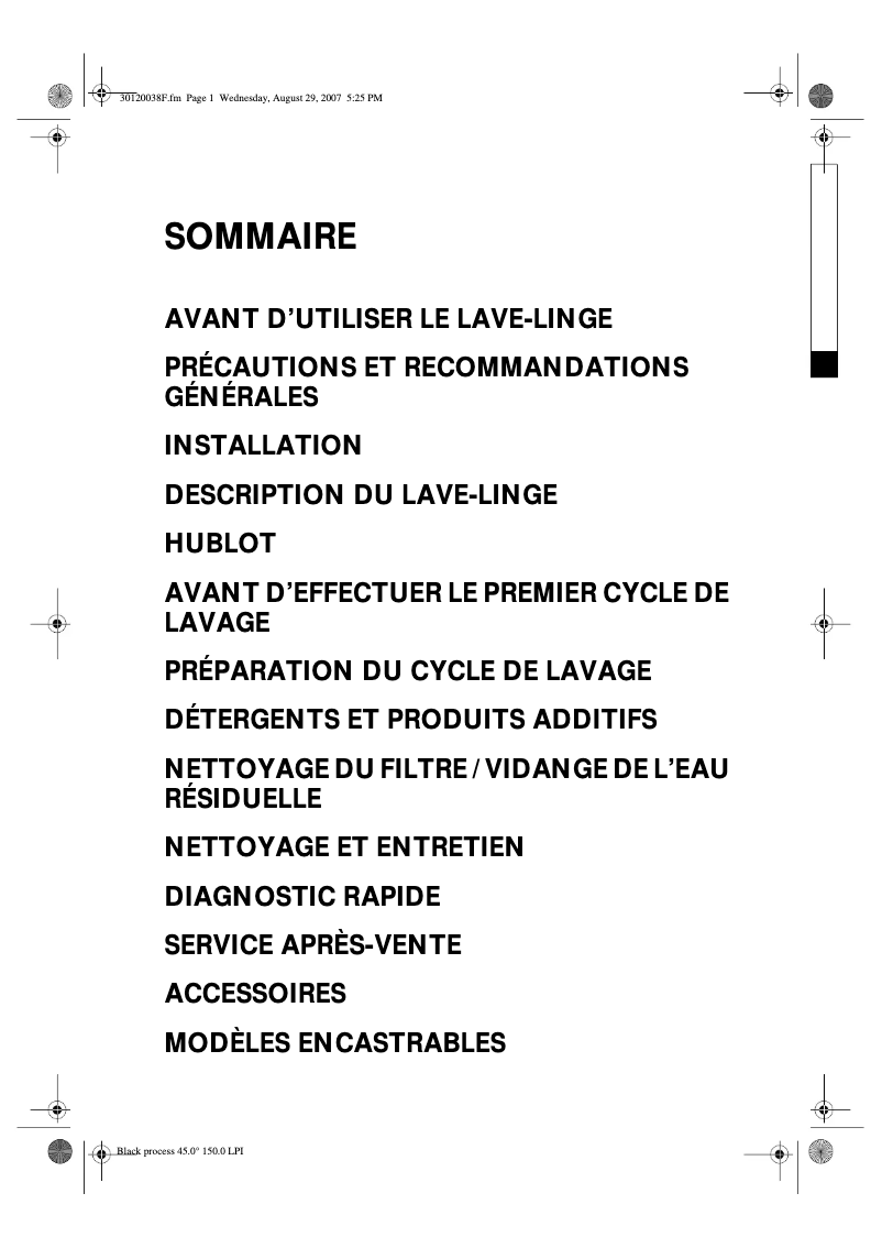 Page 1 de la notice Manuel utilisateur Whirlpool AWG712D