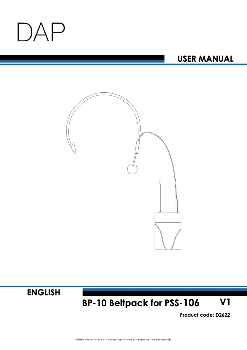 Page 1 de la notice Manuel utilisateur DAP-Audio BP-10