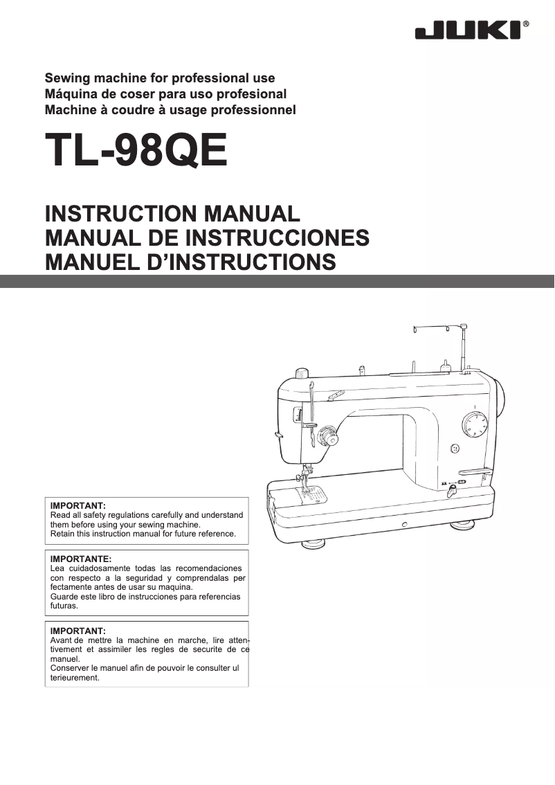 Page 1 de la notice Manuel utilisateur Juki TL-98QE