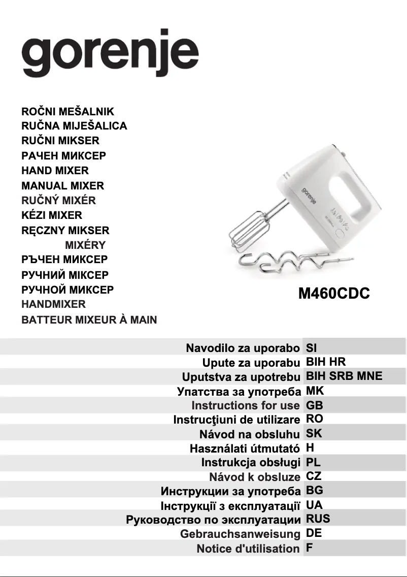 Page n°1 - Manuel utilisateur Gorenje M460CDC