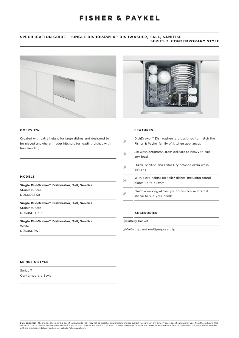 Page n°1 - Fiche technique Fisher & Paykel DD60SCTHX9
