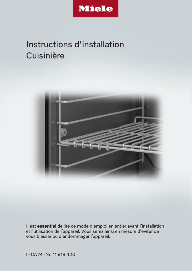 Page n°1 - Manuel utilisateur Miele HR 1724-3 G DF