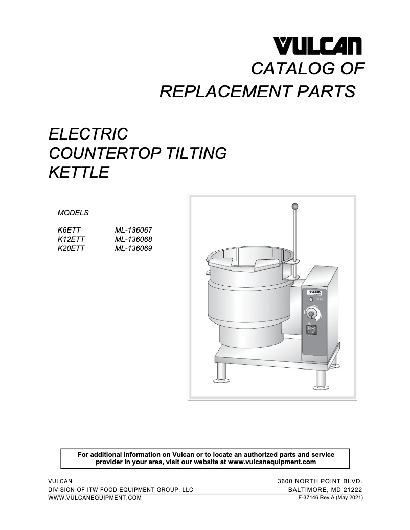 Page 1 de la notice Catalogue Vulcan K12ETT