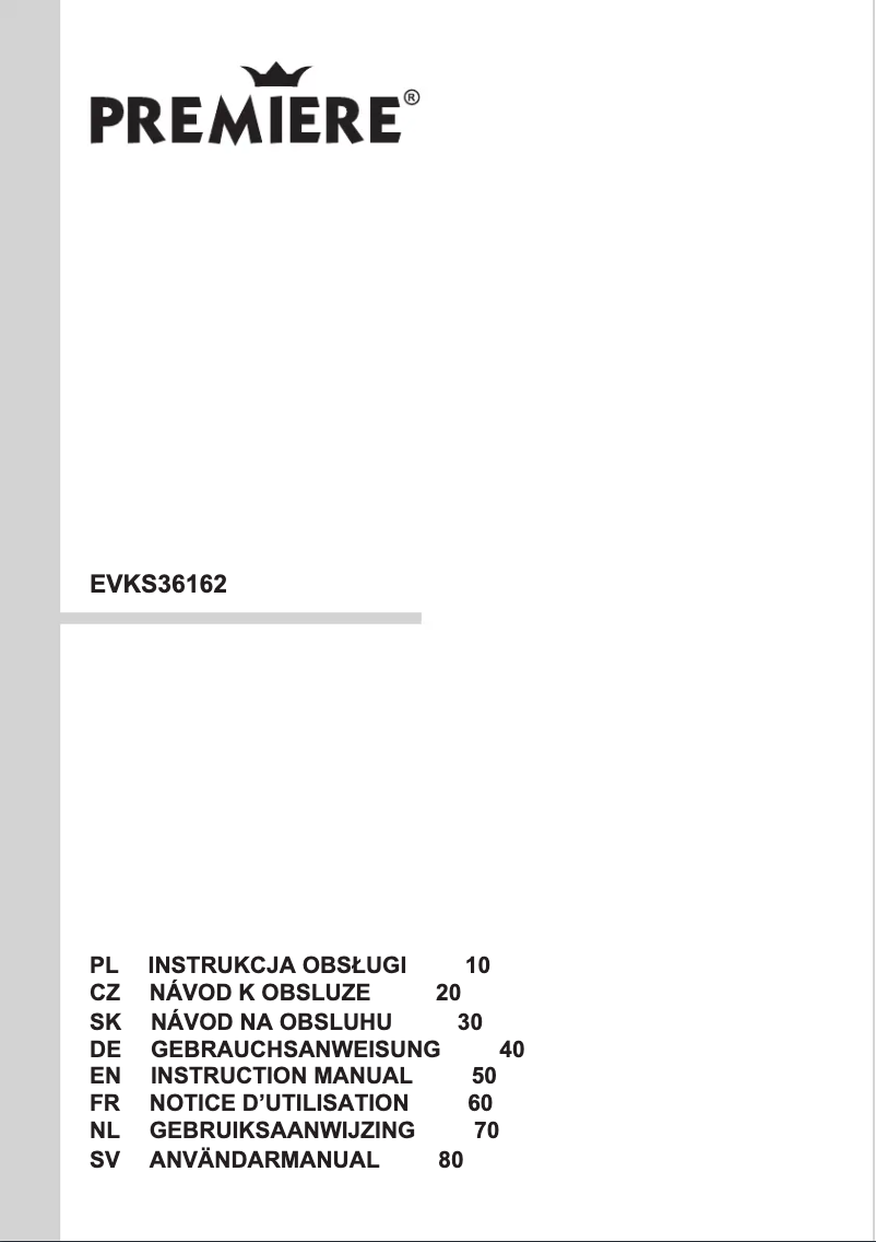 Page n°1 - Manuel utilisateur Amica EVKS36162
